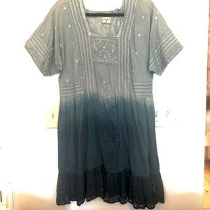 Anthropologie Dress blue green dye prairie mini